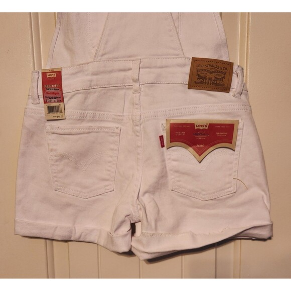 Levi's Girls White Overall Shortalls Size 10 Reg - Picture 3 of 6